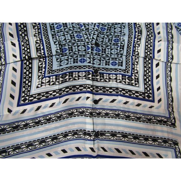 Parker Blue Geometric Silk Top sz XS Boho Hippie Y2K Cottaecore Peasant 90's - Picture 4 of 11